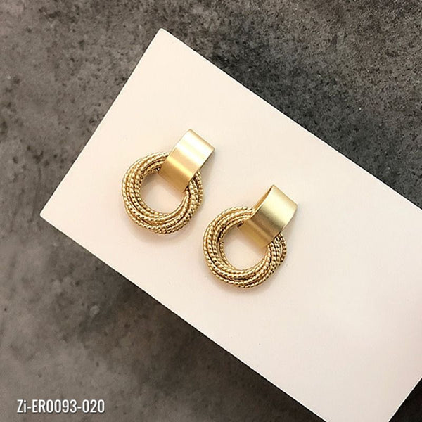 Retro Metallic Gold Color Circle Earrings