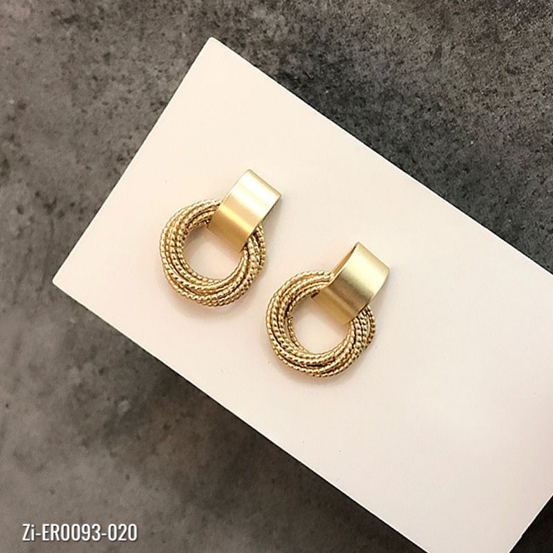 Retro Metallic Gold Color Circle Earrings