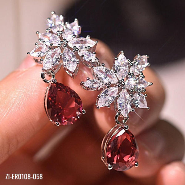 Ruby Red Crystal Gemstone Drop Earrings