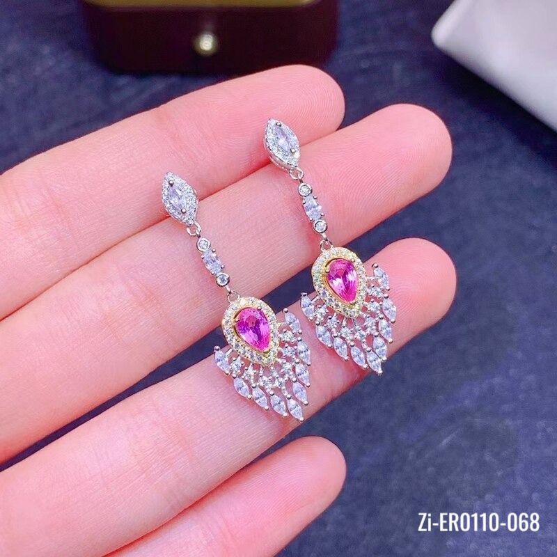 Dazzling Pink Zircon Crystal Earrings