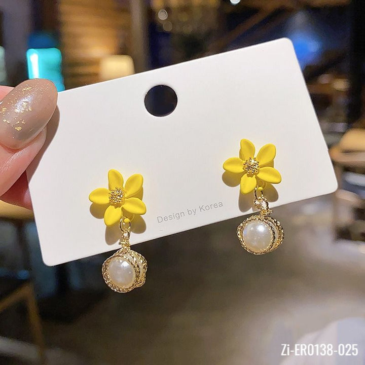 S925 Silver needle yellow flower earrings