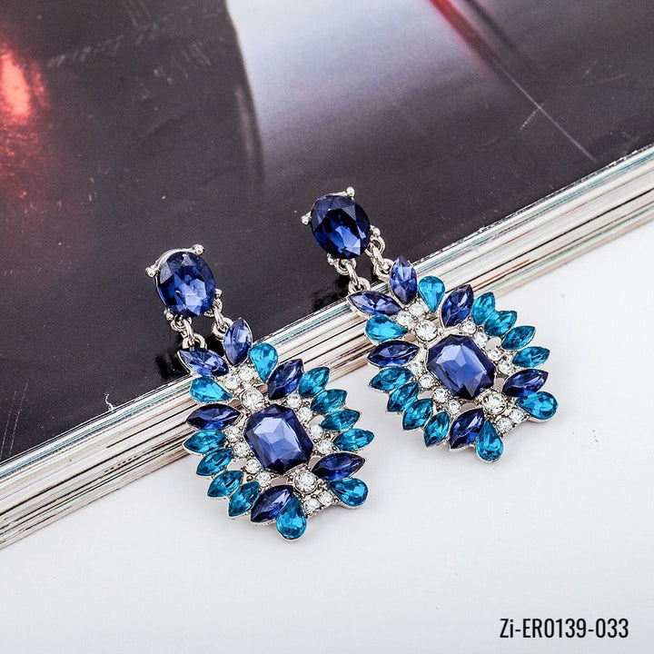 Big Blue Crystal Drop Earrings