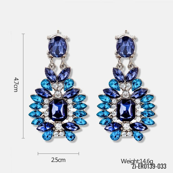 Big Blue Crystal Drop Earrings