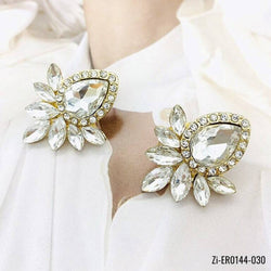 Beautiful Rhinestone Flower White Earrings