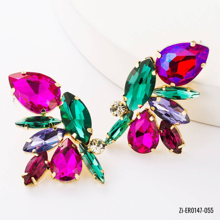 Multi Color Crystal Stud Earrings