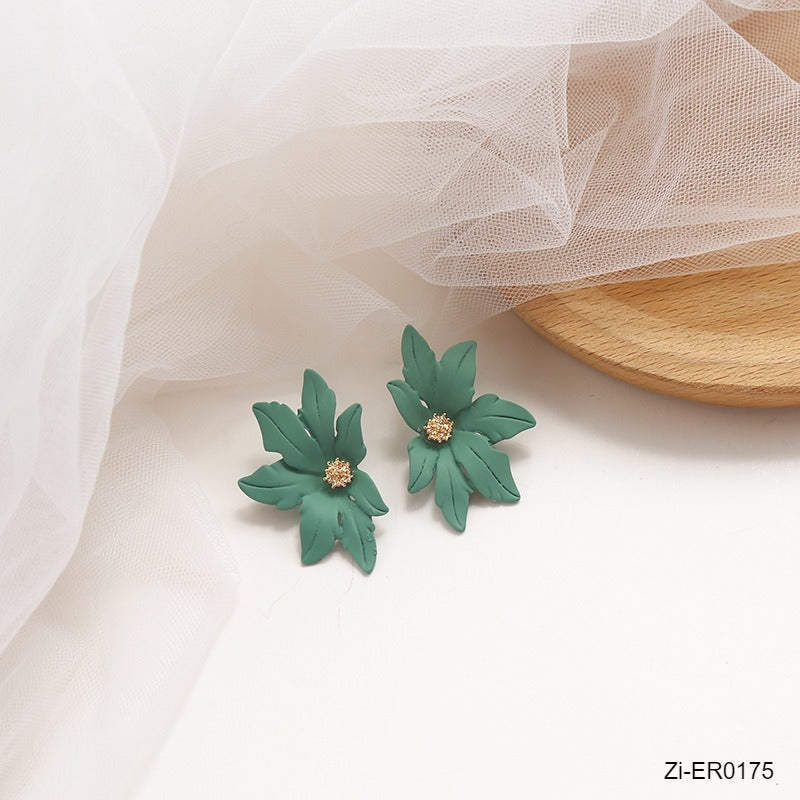 Colorful Candy Color Stud Earring Maple Leaves Shape Earring