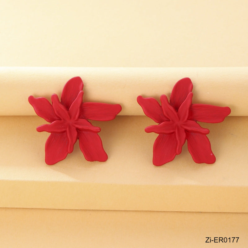 Multicolor Metal Multi-Layer Flower Stud Earrings