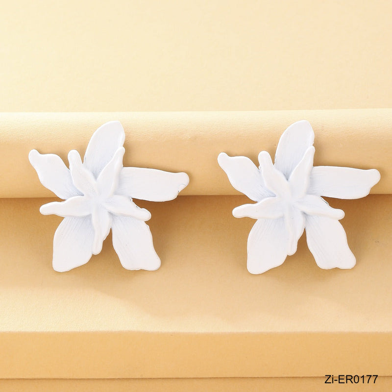 Multicolor Metal Multi-Layer Flower Stud Earrings
