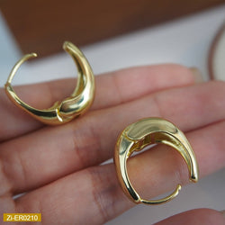14K Metal Arc-Shaped Geometric Earrings