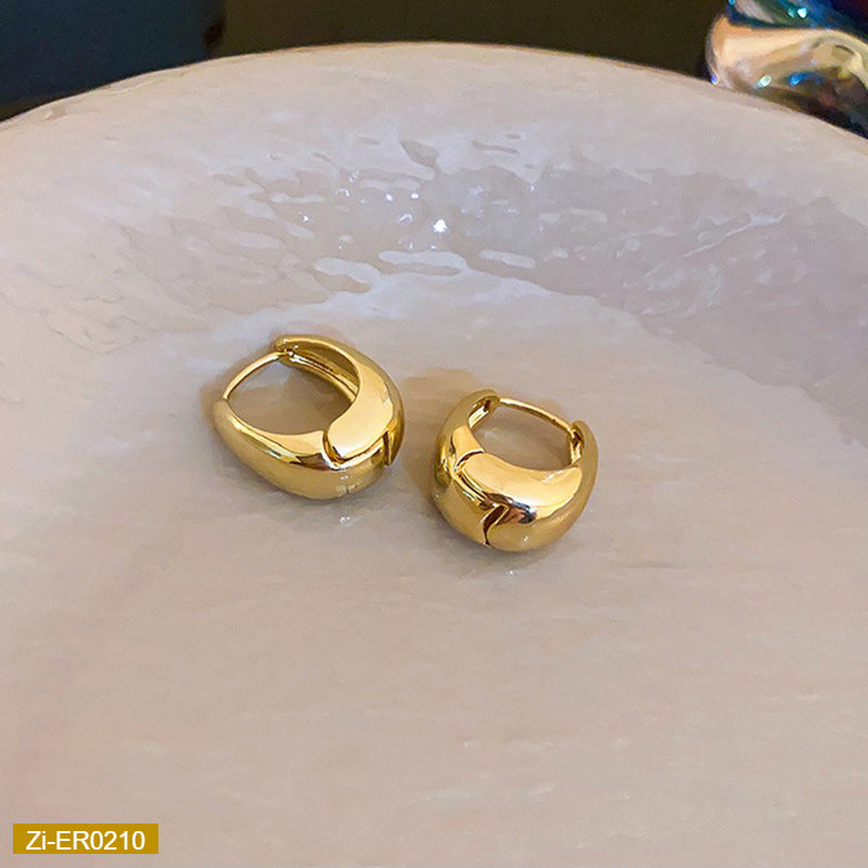 14K Metal Arc-Shaped Geometric Earrings