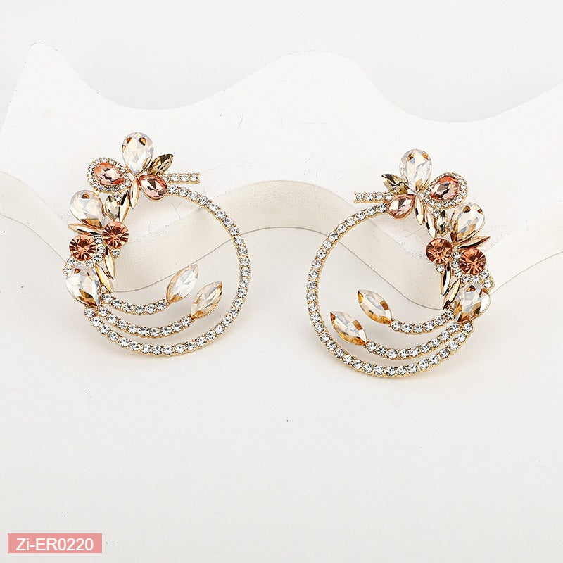 Multi-Layered Floral Round Earrings