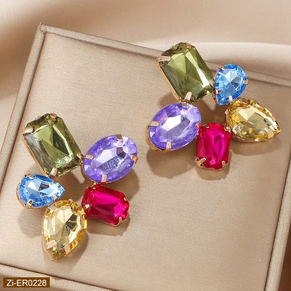 Colored Geometric Glass Earrings