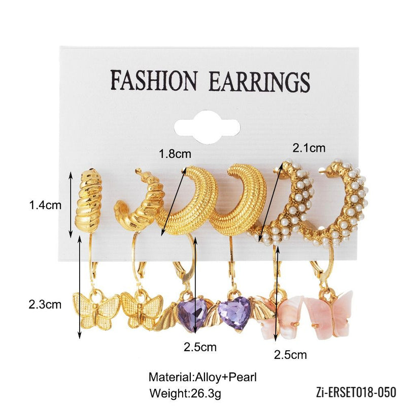 Acrylic Butterfly Shape Jewelry Small Fresh Sweet Drop Earrings Set