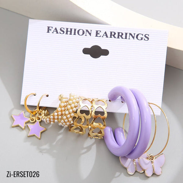 Bohemian Purple Resin Acrylic Hoop Earrings Set
