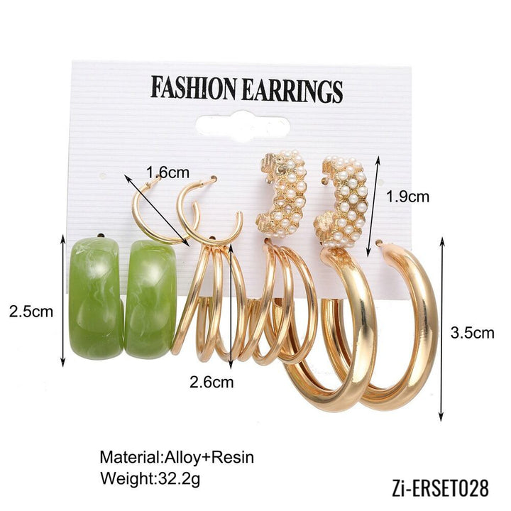 5 Pair Acrylic Dangle Earrings Set