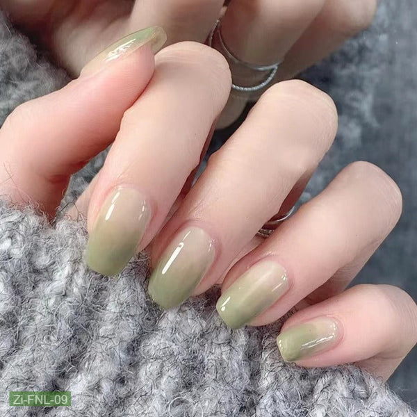 Natural Green Small Fresh Manicure Nail  - 24Pcs