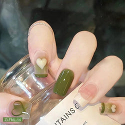 Green Natural Fresh Love High-End Fake Nails  - 24Pcs