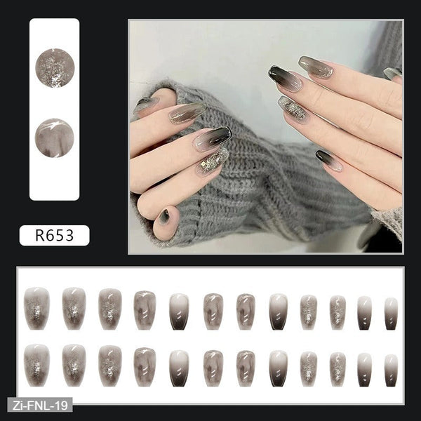 Dark Mysterious Halo Dyeing Wearable Fake Nails  - 24Pcs