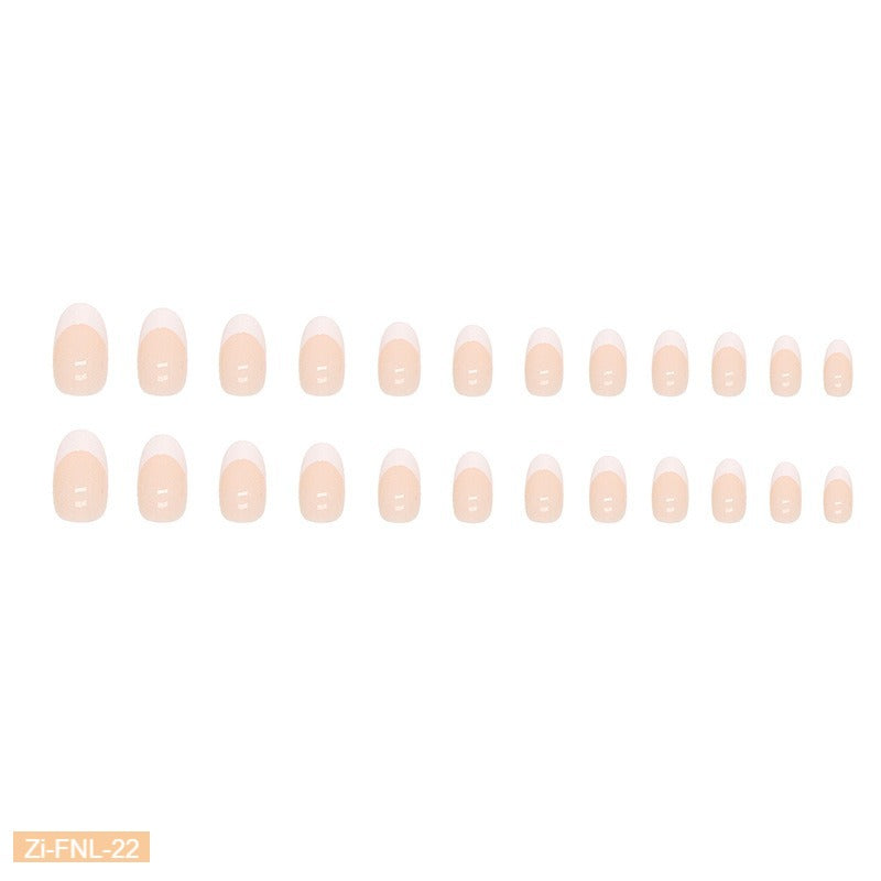 White Simple Style Pure Desire French Wear Fake Nails  - 24Pcs