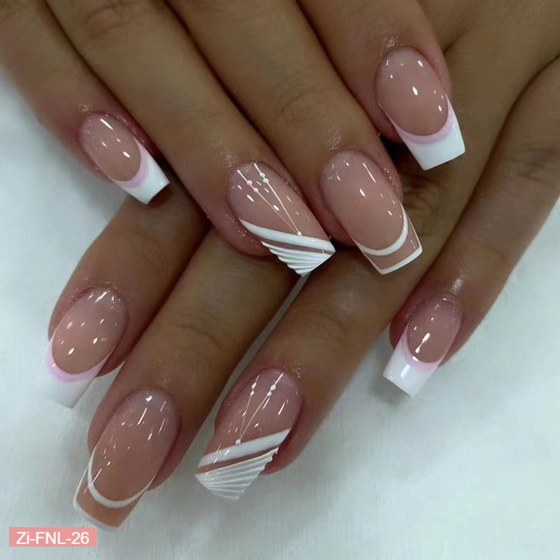 Sweet and Elegant Nude Manicure Fake Nails  - 24Pcs