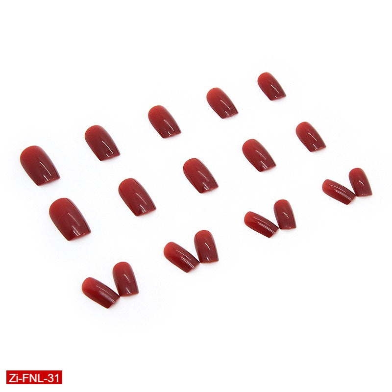Medium-Length European square Solid Color Fake Nails  - 24Pcs