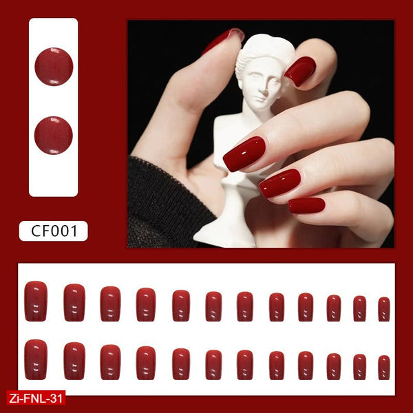 Medium-Length European square Solid Color Fake Nails  - 24Pcs