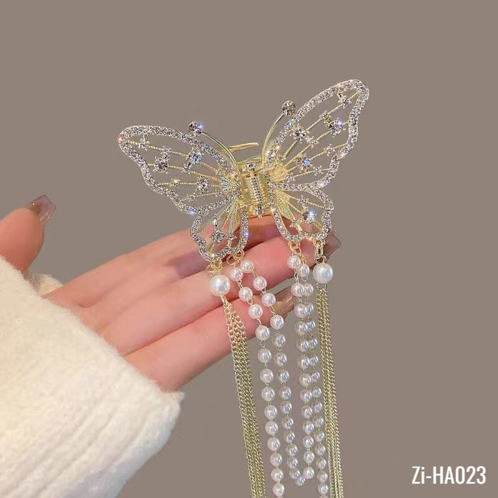 New Butterfly Pearl Tassel Hairpin
