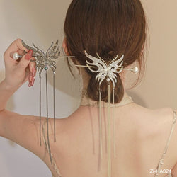 Hair Fork With Long Chain Korean Style Hairpin