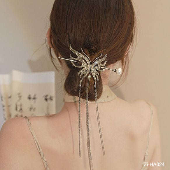 Hair Fork With Long Chain Korean Style Hairpin
