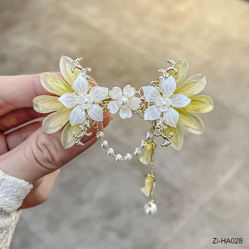 Pearl Girl Gift Elegant Bell Orchid Flower Hair Grip Clip