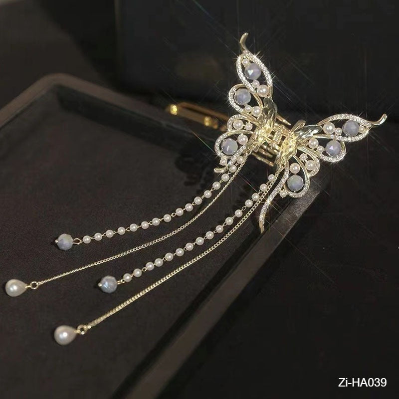 Exquisite Butterfly Fringe Rhinestone Hair Claw Clip