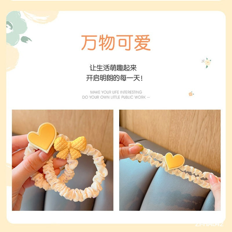 5Pcs Sweet Candy Flowers Bowknot Hair Ropes For Kids