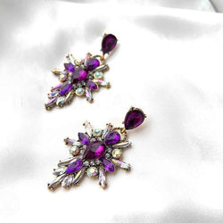 Purple Rhinestone Earrings ZN526