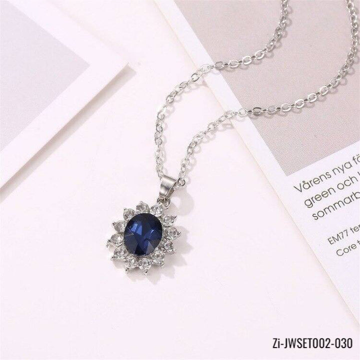 Water Drop Blue Crystal Stone Wedding Jewelry Sets