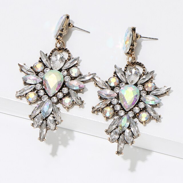 AB Silver Sparkly Crystal Earrings ZN802