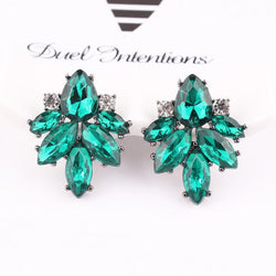 Green Flower Shape Crystal Earrings ZN806