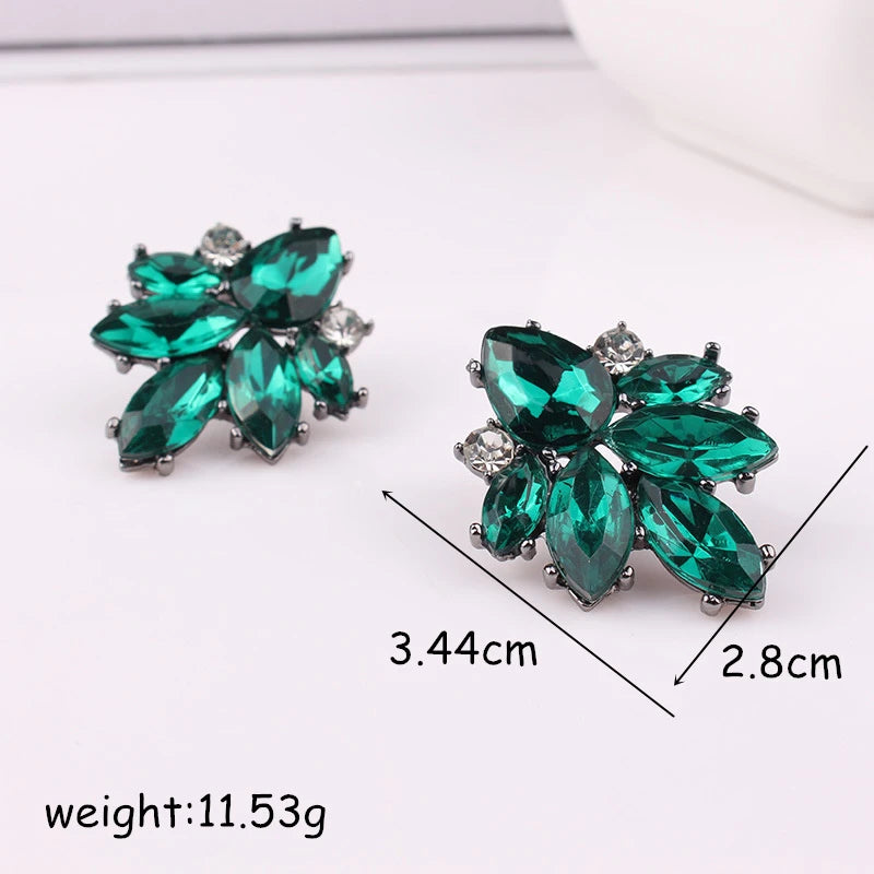 Blue Flower Shape Crystal Earrings ZN805