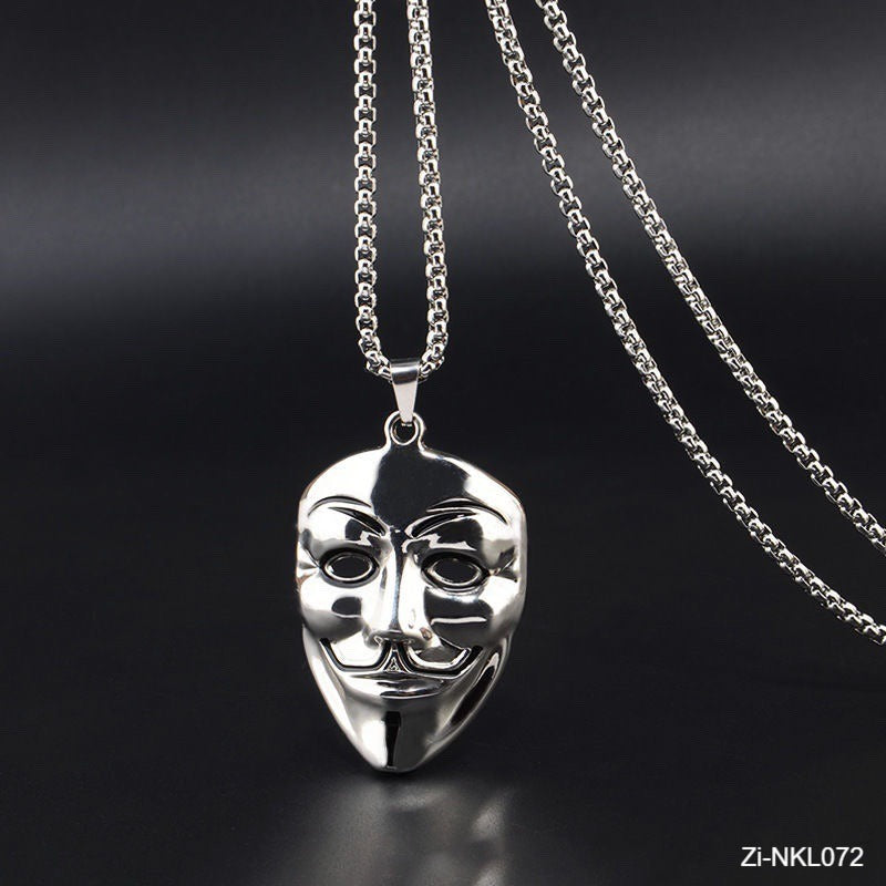Hip Hop Vintage Clown Mask Metal Pendant Necklace