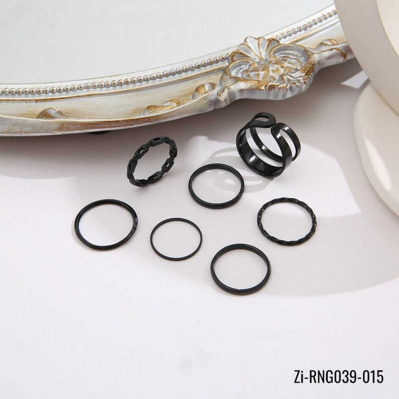 7Pcs/set Punk Finger Rings Black Rings