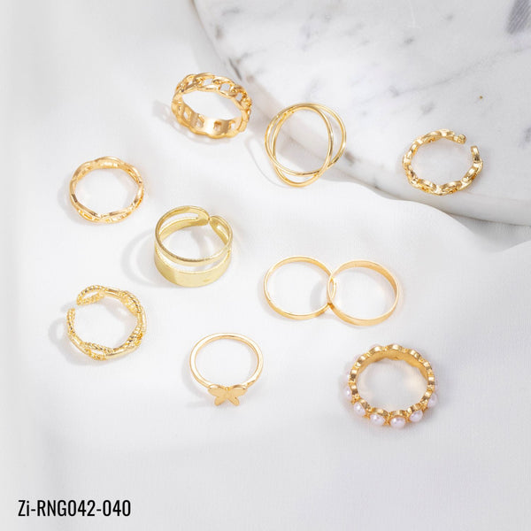 10pcs/set New Butterfly Pearl Rings Set