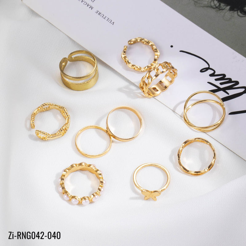 10pcs/set New Butterfly Pearl Rings Set
