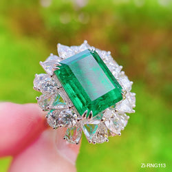 Diamond Princess Temperament Simulation Emerald Tourmaline Adjustable Ring