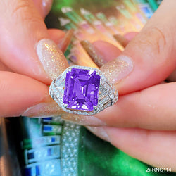 Deep Purple Zircon Full Diamond Open Ring