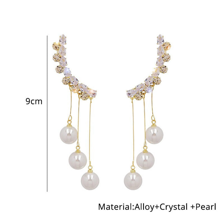 New Fashion Luxury Crystal Pearl Wing Earrings