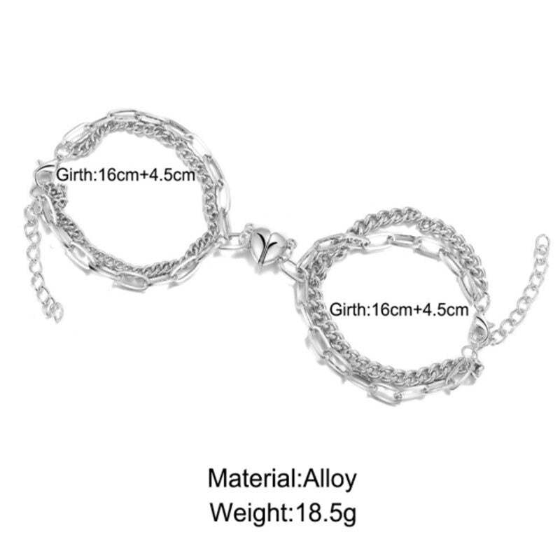 2Pcs/Set Heart Magnetic Bracelet Couple Bracelets