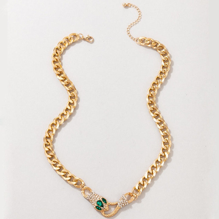 Diamond Simple Snake Bone Necklace