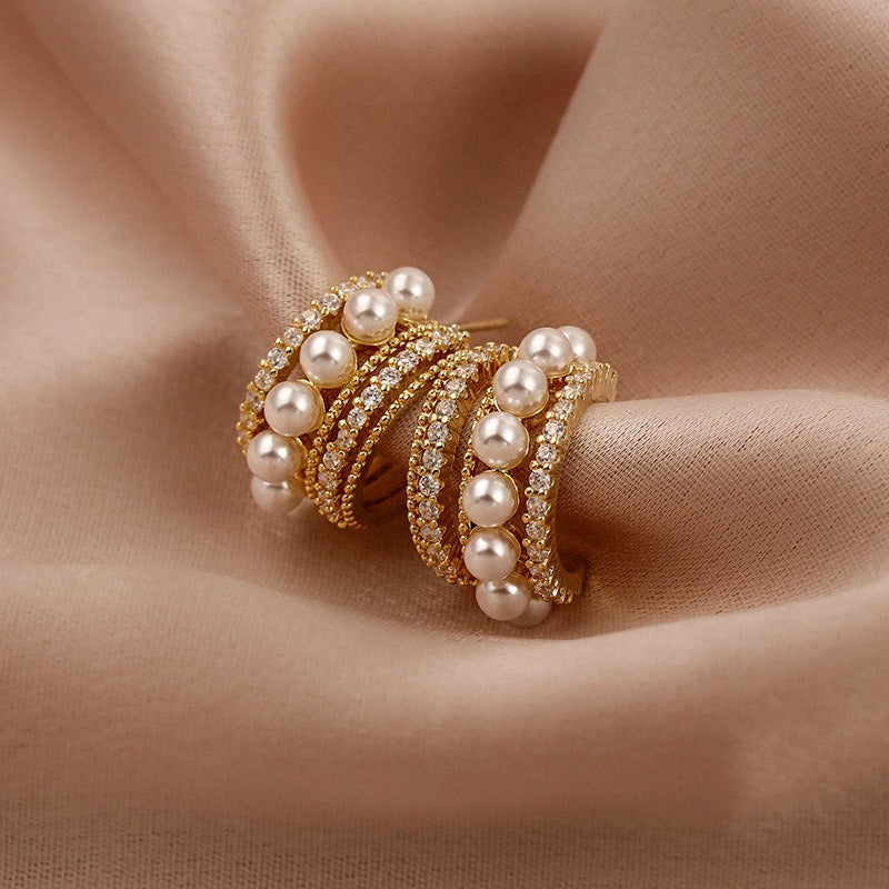 Pearl C-shaped Earrings Korean Fashion Charm Women Earring