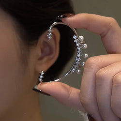 Diamond Pearl Earrings Ear Clips (Pair)