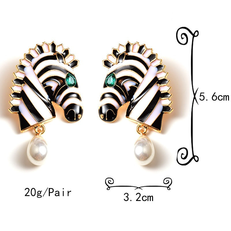 White Black Zebra Earrings
