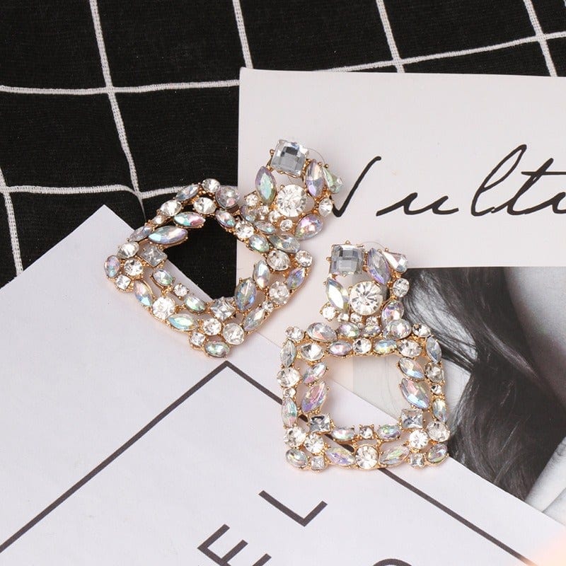 Retro Earrings Studded with Diamonds